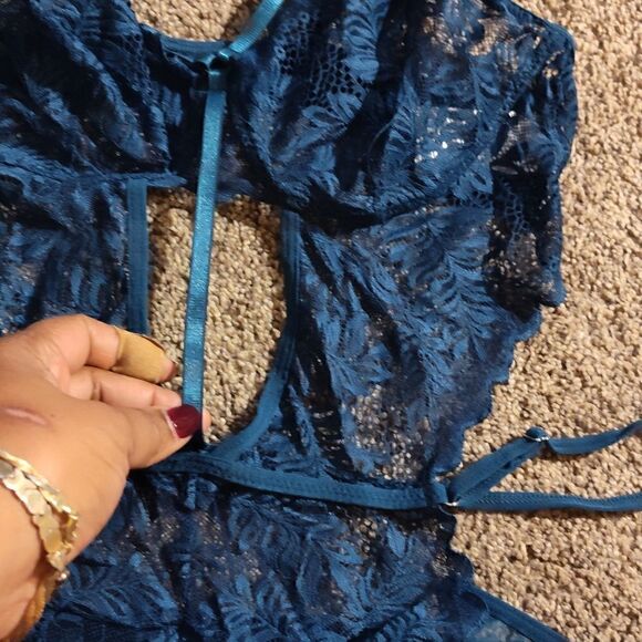 Klier forest green floral lace teddy, nwt (imported from China) - Picture 4 of 10